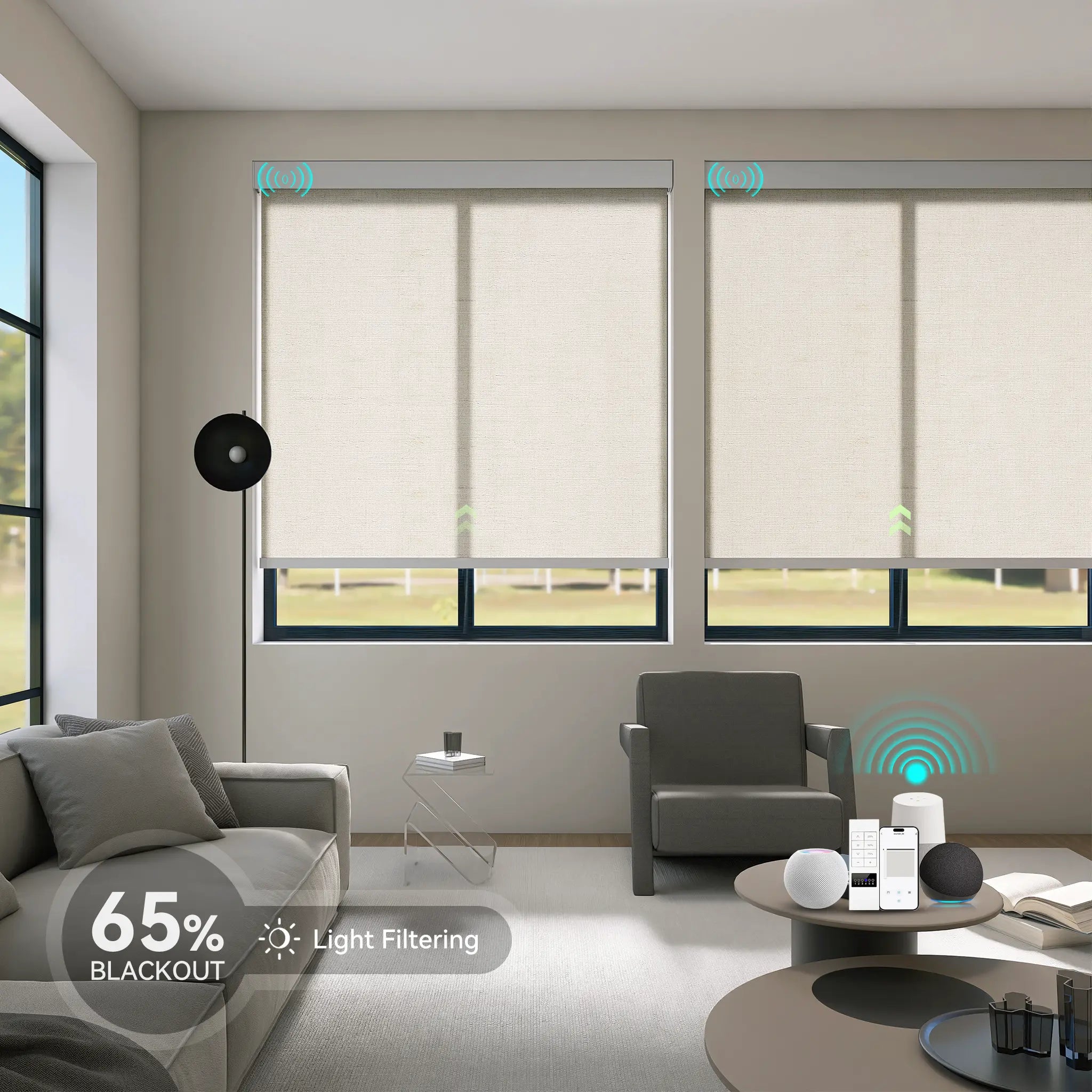 82067M Beige Grey light filtering roller shade fabric