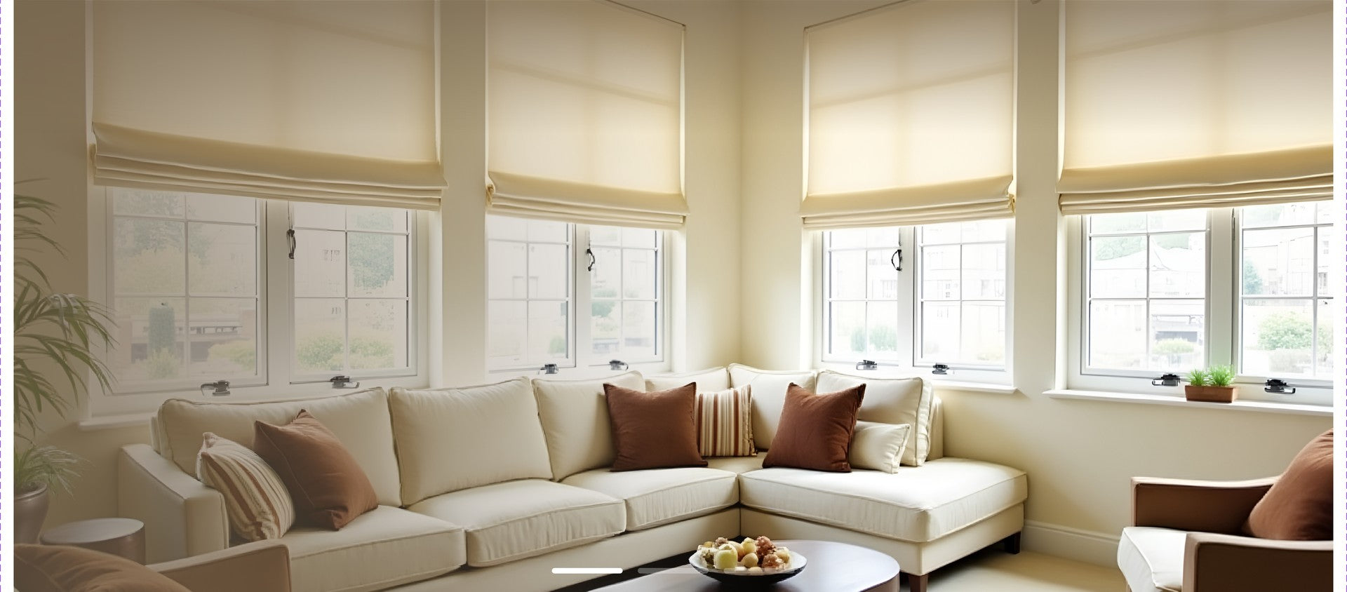 Living Room with Roman Shades