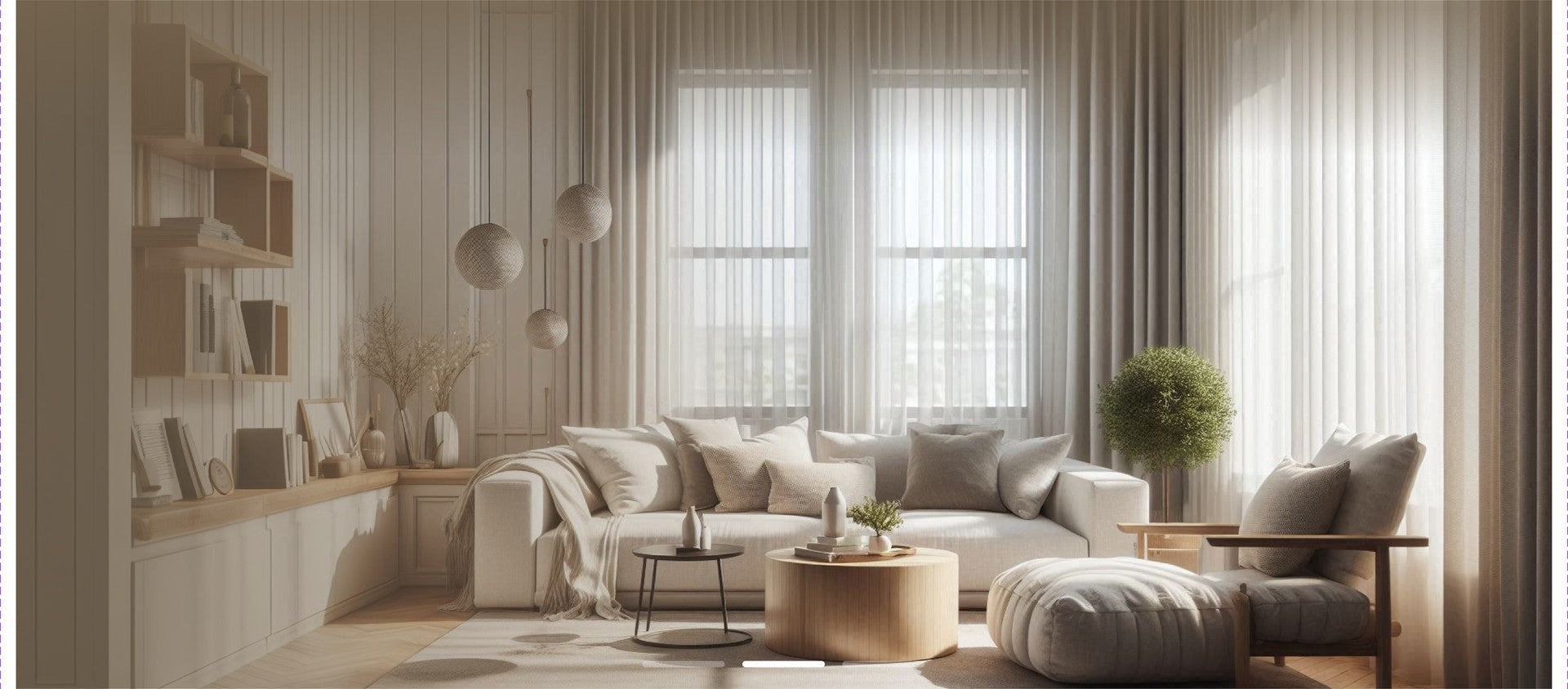 Modern Living Room with Sheer Curtains