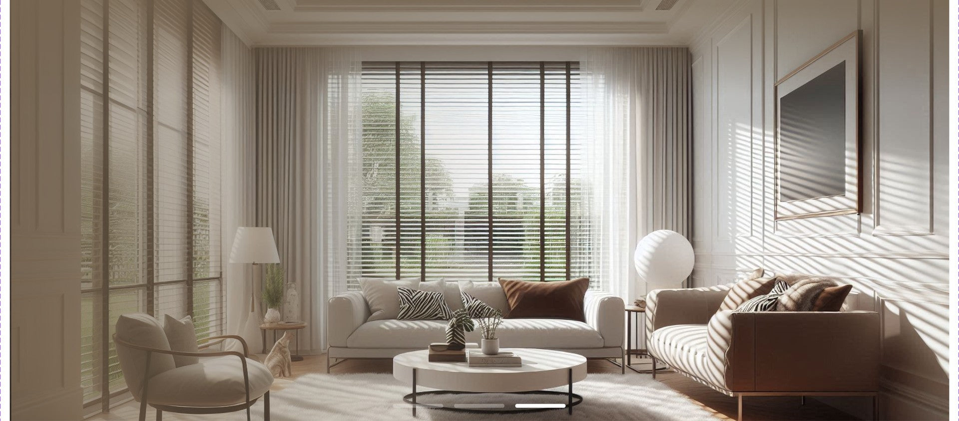 Living Room with Window Blinds